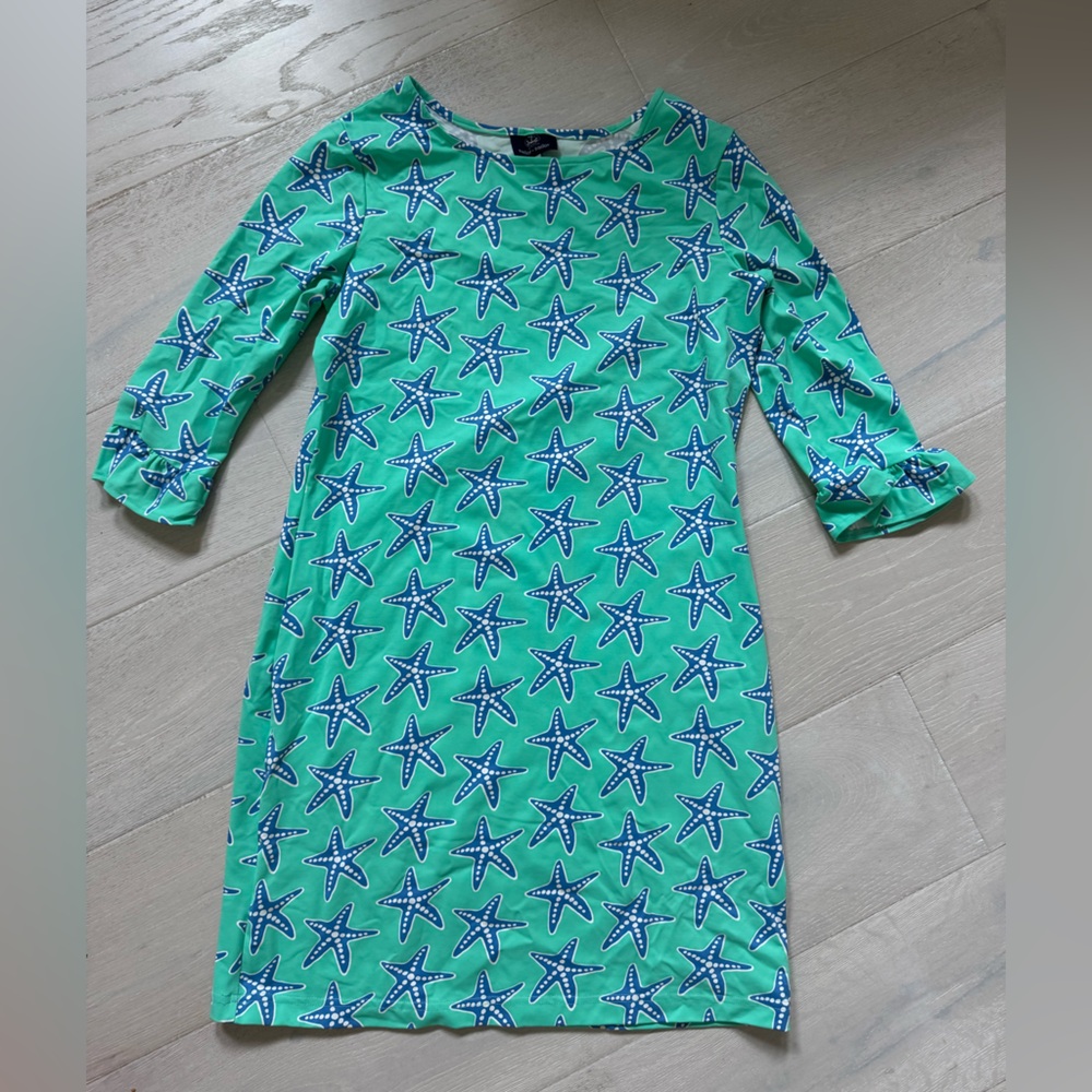 Sailor Sailor Green Blue Starfish Print Dress - M